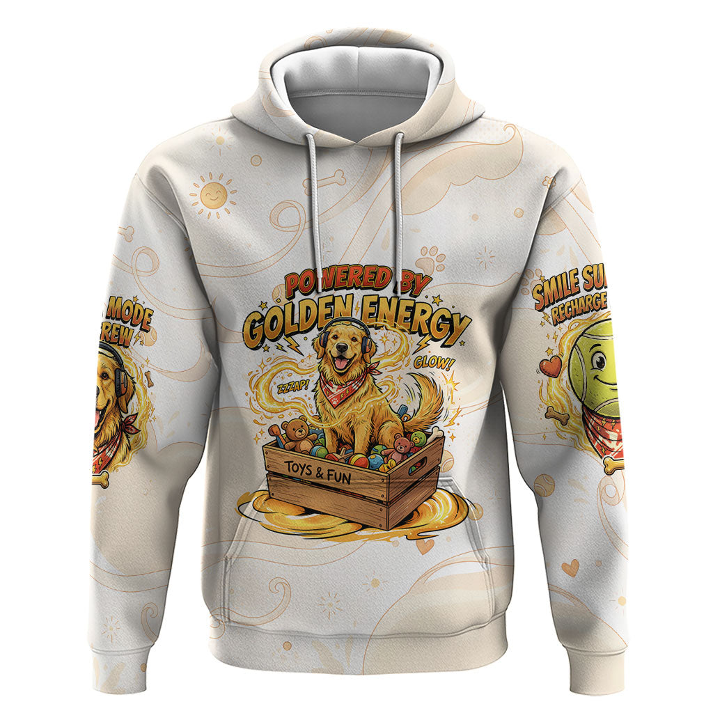 Powered By Golden Energy Zip Hoodie Golden Retriever In Toy Retro Comic Crate Art