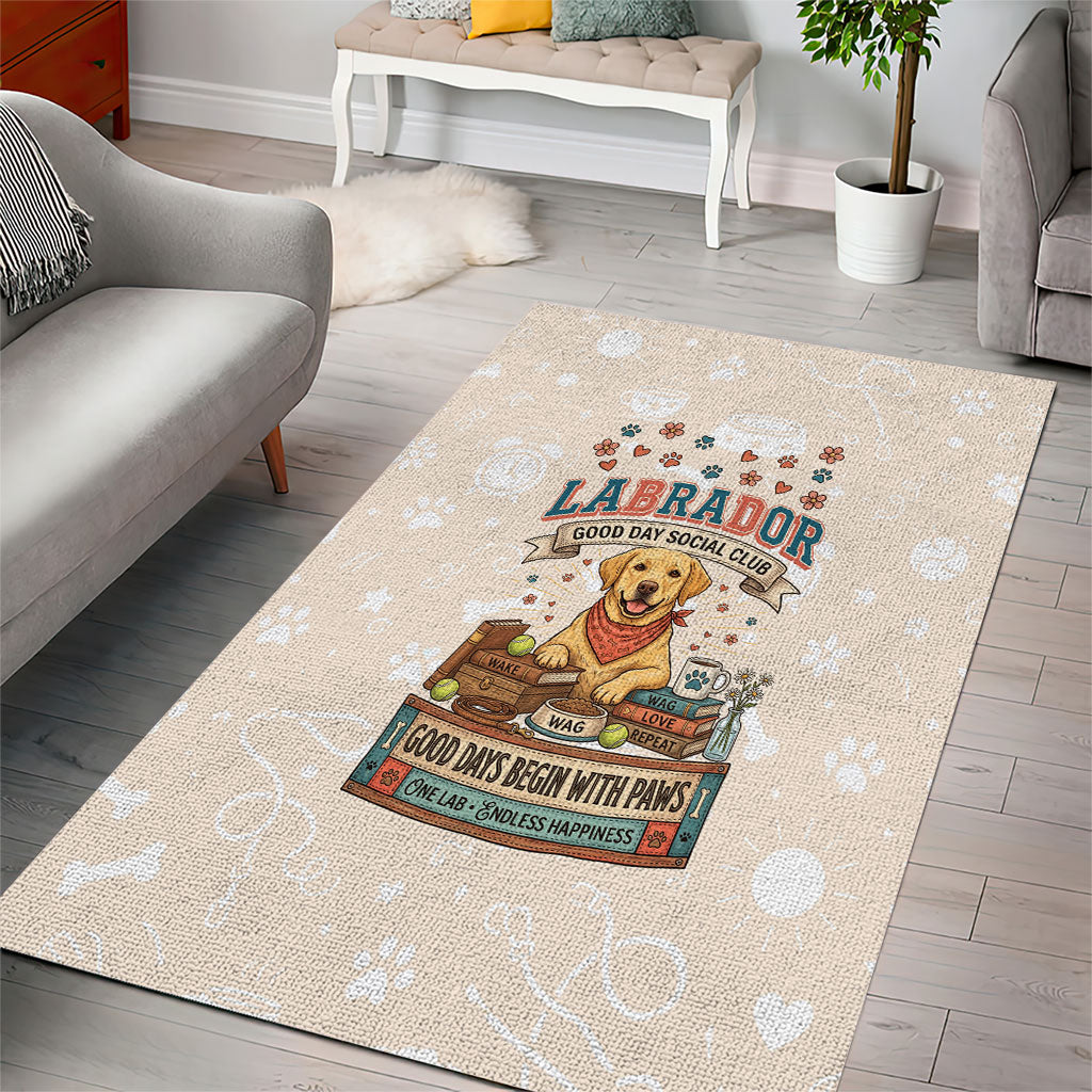 Labrador Good Days Start With A Lab Area Rug Retro Cute Yellow Lab Paws And Tennis Balls