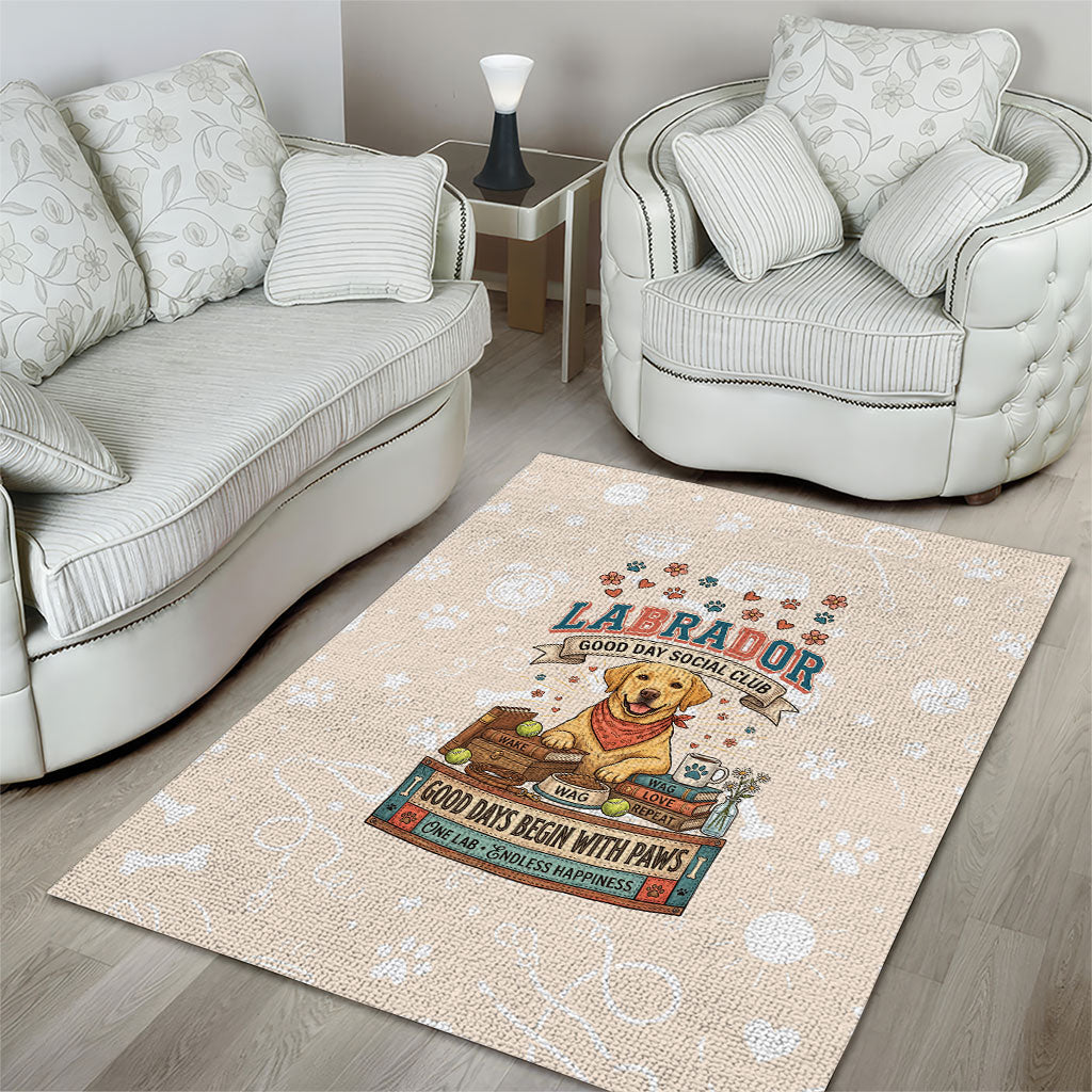 Labrador Good Days Start With A Lab Area Rug Retro Cute Yellow Lab Paws And Tennis Balls