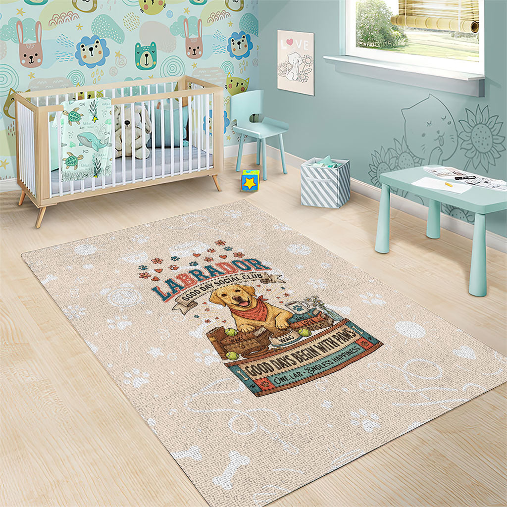 Labrador Good Days Start With A Lab Area Rug Retro Cute Yellow Lab Paws And Tennis Balls