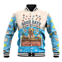 Labrador Good Days Start With A Lab Baseball Jacket Retro Cute Yellow Lab Paws And Tennis Balls