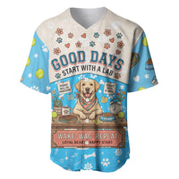 Labrador Good Days Start With A Lab Baseball Jersey Retro Cute Yellow Lab Paws And Tennis Balls