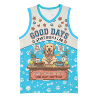 Labrador Good Days Start With A Lab Basketball Jersey Retro Cute Yellow Lab Paws And Tennis Balls