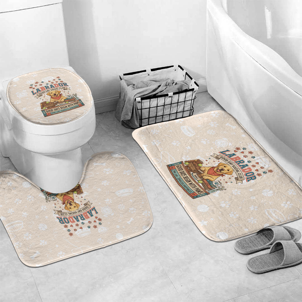 Labrador Good Days Start With A Lab Bathroom Set Retro Cute Yellow Lab Paws And Tennis Balls