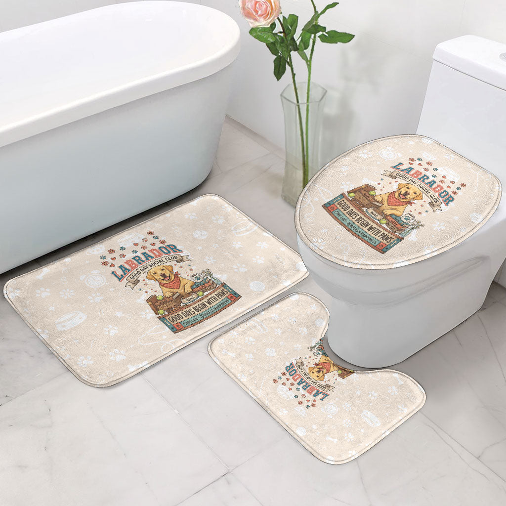 Labrador Good Days Start With A Lab Bathroom Set Retro Cute Yellow Lab Paws And Tennis Balls