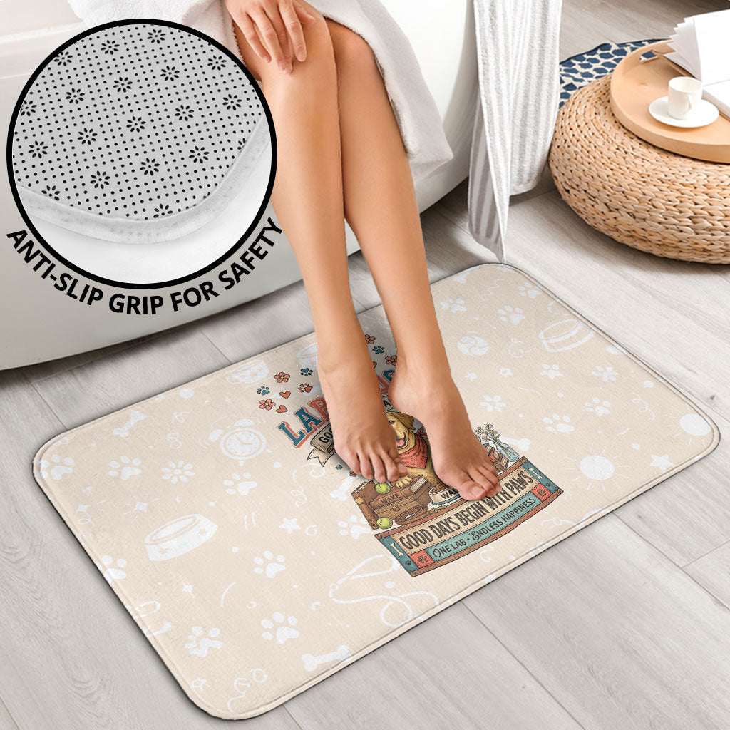 Labrador Good Days Start With A Lab Bathroom Set Retro Cute Yellow Lab Paws And Tennis Balls