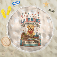 Labrador Good Days Start With A Lab Beach Blanket Retro Cute Yellow Lab Paws And Tennis Balls