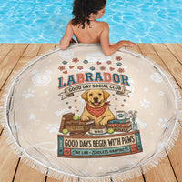 Labrador Good Days Start With A Lab Beach Blanket Retro Cute Yellow Lab Paws And Tennis Balls