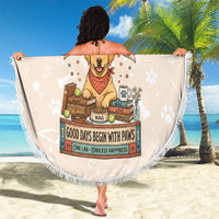 Labrador Good Days Start With A Lab Beach Blanket Retro Cute Yellow Lab Paws And Tennis Balls