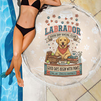 Labrador Good Days Start With A Lab Beach Blanket Retro Cute Yellow Lab Paws And Tennis Balls