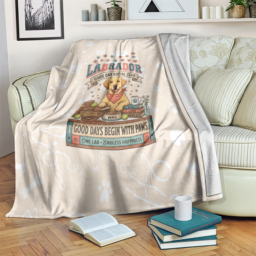 Labrador Good Days Start With A Lab Blanket Retro Cute Yellow Lab Paws And Tennis Balls