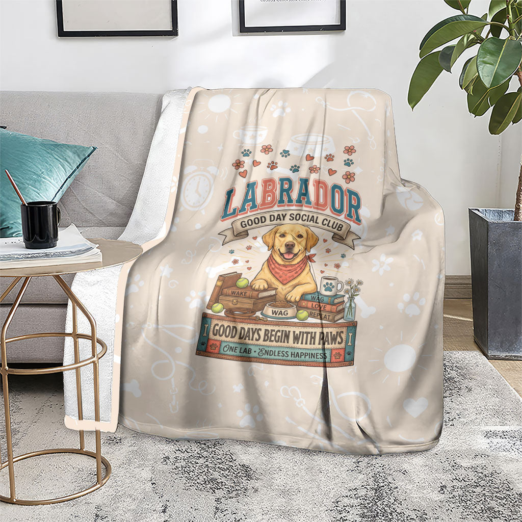Labrador Good Days Start With A Lab Blanket Retro Cute Yellow Lab Paws And Tennis Balls