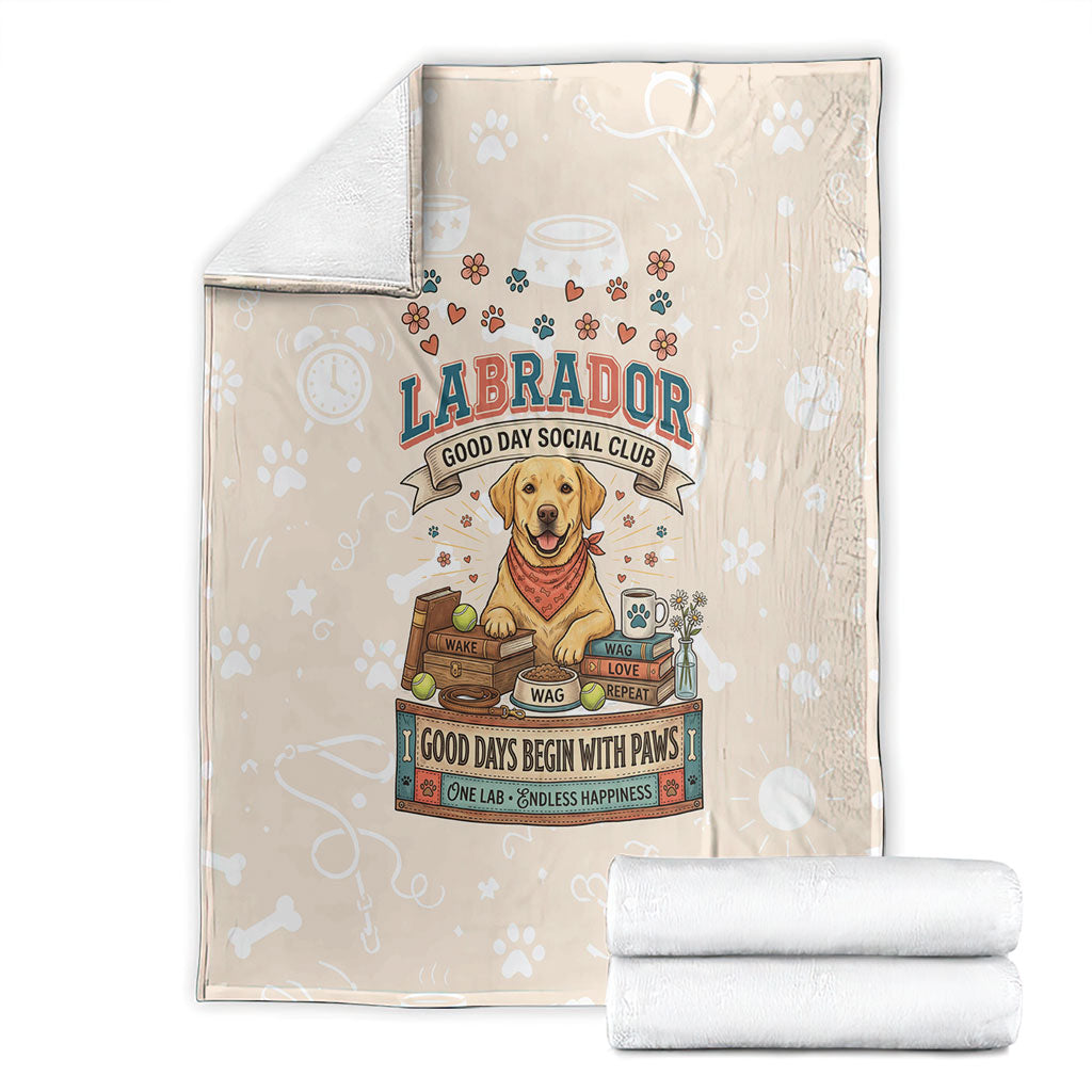 Labrador Good Days Start With A Lab Blanket Retro Cute Yellow Lab Paws And Tennis Balls