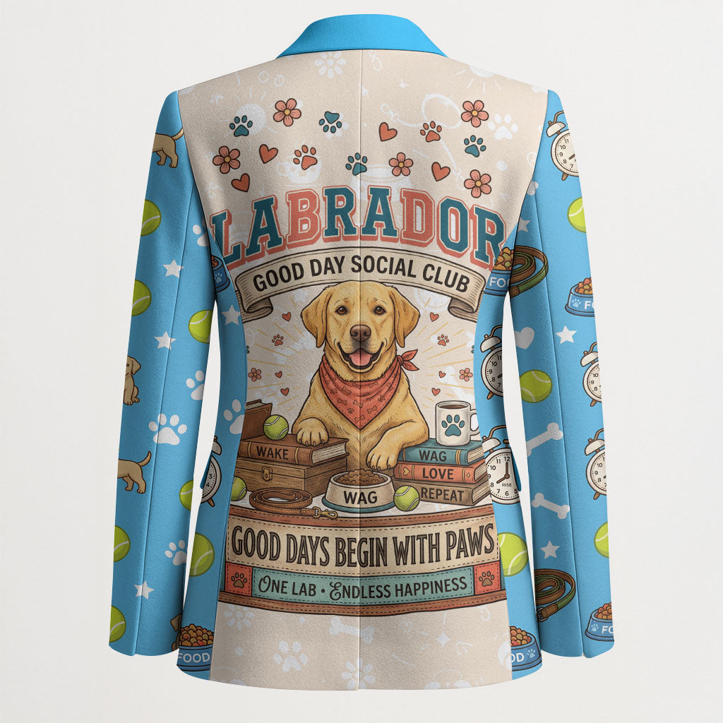 Labrador Good Days Start With A Lab Blazer Retro Cute Yellow Lab Paws And Tennis Balls