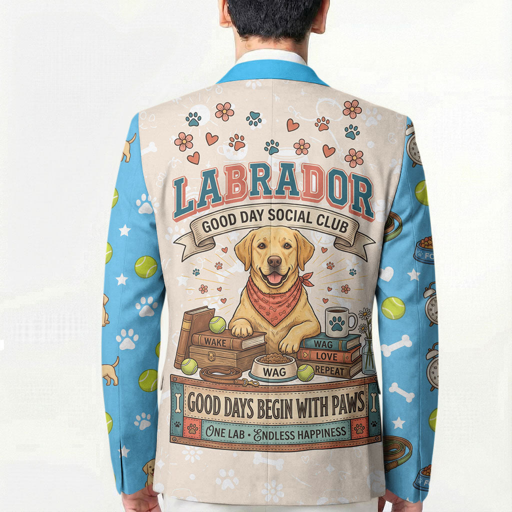 Labrador Good Days Start With A Lab Blazer Retro Cute Yellow Lab Paws And Tennis Balls