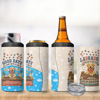 Labrador Good Days Start With A Lab 4 in 1 Can Cooler Tumbler Retro Cute Yellow Lab Paws And Tennis Balls