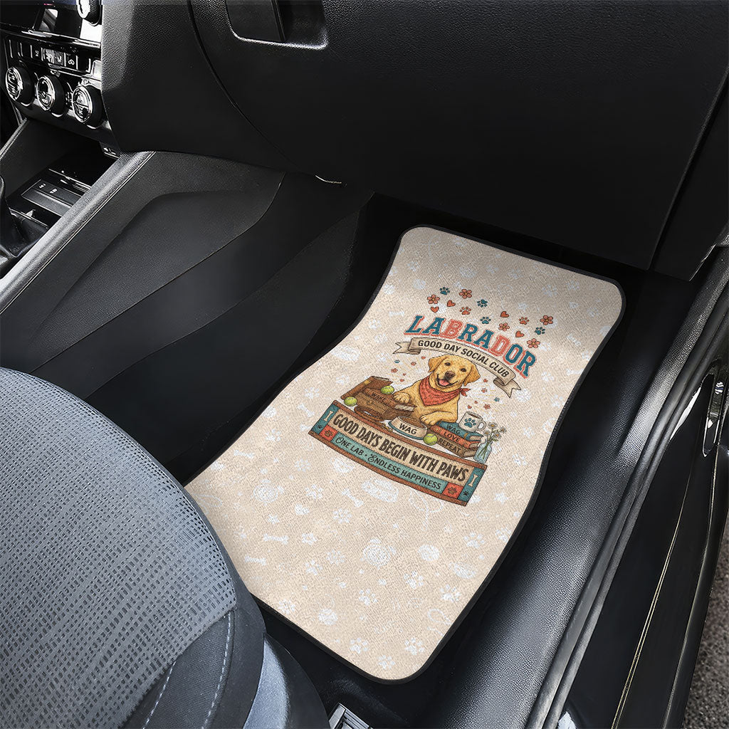 Labrador Good Days Start With A Lab Car Mats Retro Cute Yellow Lab Paws And Tennis Balls