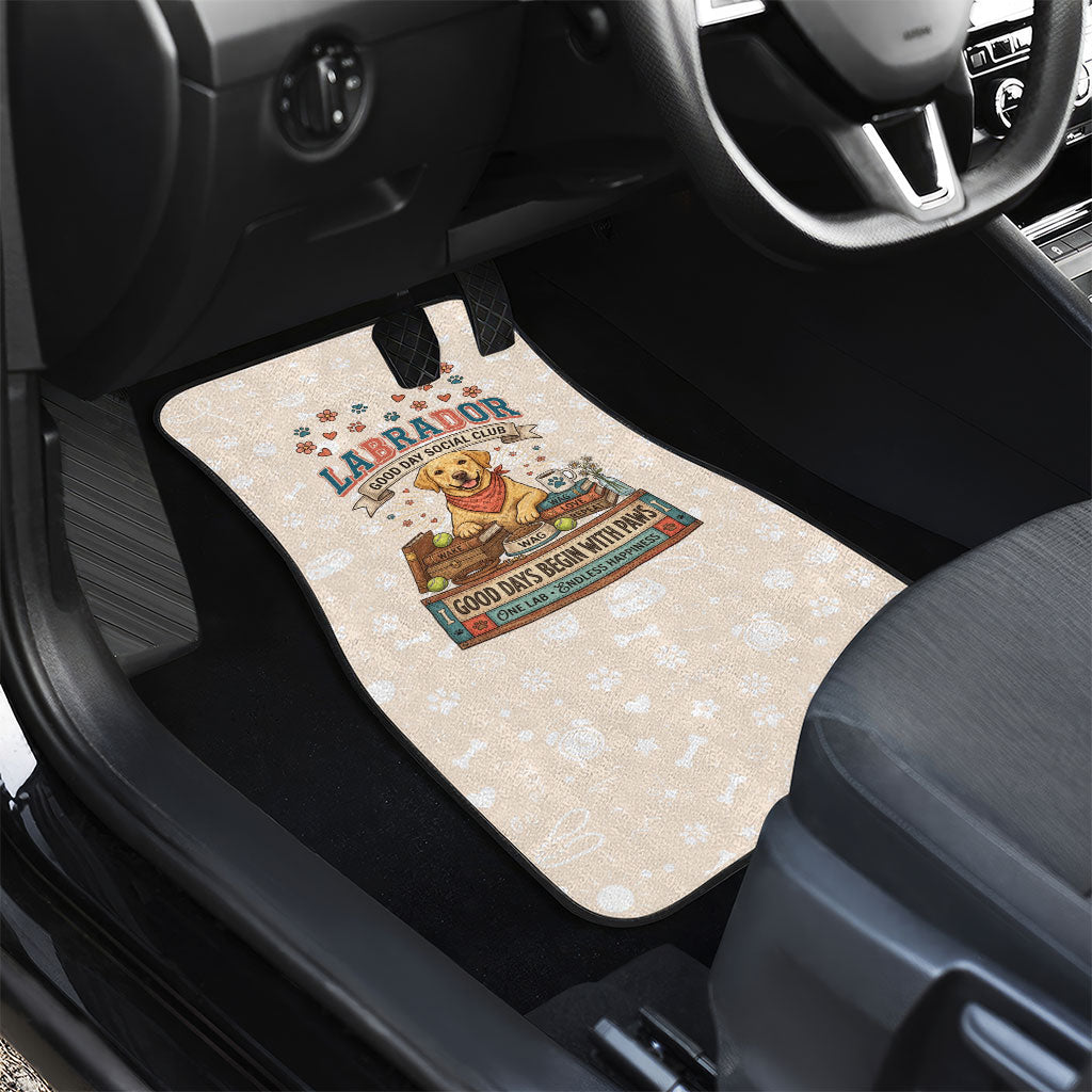 Labrador Good Days Start With A Lab Car Mats Retro Cute Yellow Lab Paws And Tennis Balls