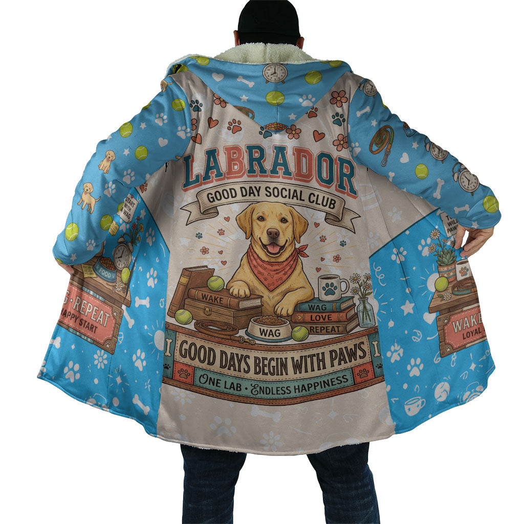 Labrador Good Days Start With A Lab Cloak Retro Cute Yellow Lab Paws And Tennis Balls