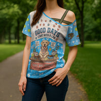 Labrador Good Days Start With A Lab Cross Shoulder Shirt Retro Cute Yellow Lab Paws And Tennis Balls