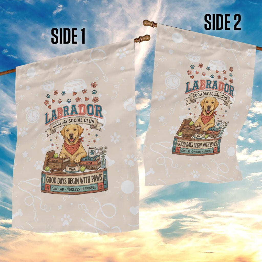 Labrador Good Days Start With A Lab Garden Flag Retro Cute Yellow Lab Paws And Tennis Balls