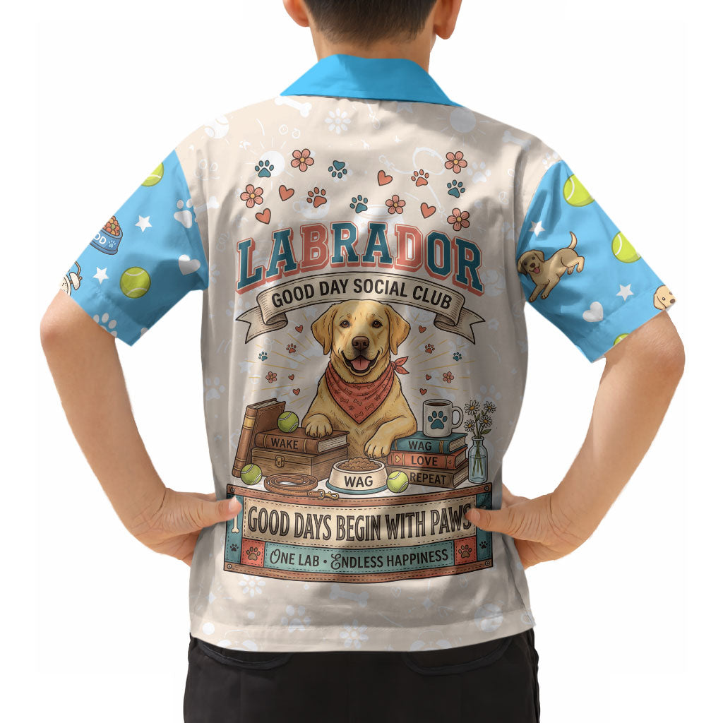Labrador Good Days Start With A Lab Hawaiian Shirt Retro Cute Yellow Lab Paws And Tennis Balls