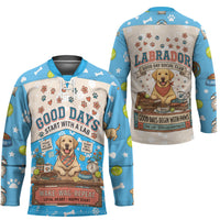 Labrador Good Days Start With A Lab Hockey Jersey Retro Cute Yellow Lab Paws And Tennis Balls