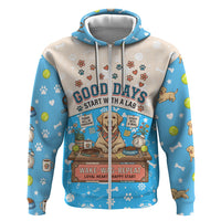 Labrador Good Days Start With A Lab Hoodie Retro Cute Yellow Lab Paws And Tennis Balls