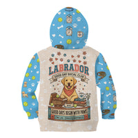 Labrador Good Days Start With A Lab Kid Hoodie Retro Cute Yellow Lab Paws And Tennis Balls