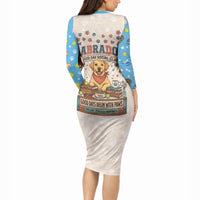 Labrador Good Days Start With A Lab Long Sleeve Bodycon Dress Retro Cute Yellow Lab Paws And Tennis Balls