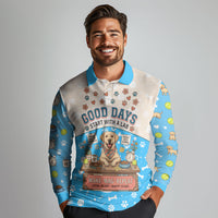 Labrador Good Days Start With A Lab Long Sleeve Polo Shirt Retro Cute Yellow Lab Paws And Tennis Balls