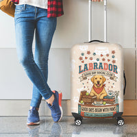 Labrador Good Days Start With A Lab Luggage Cover Retro Cute Yellow Lab Paws And Tennis Balls