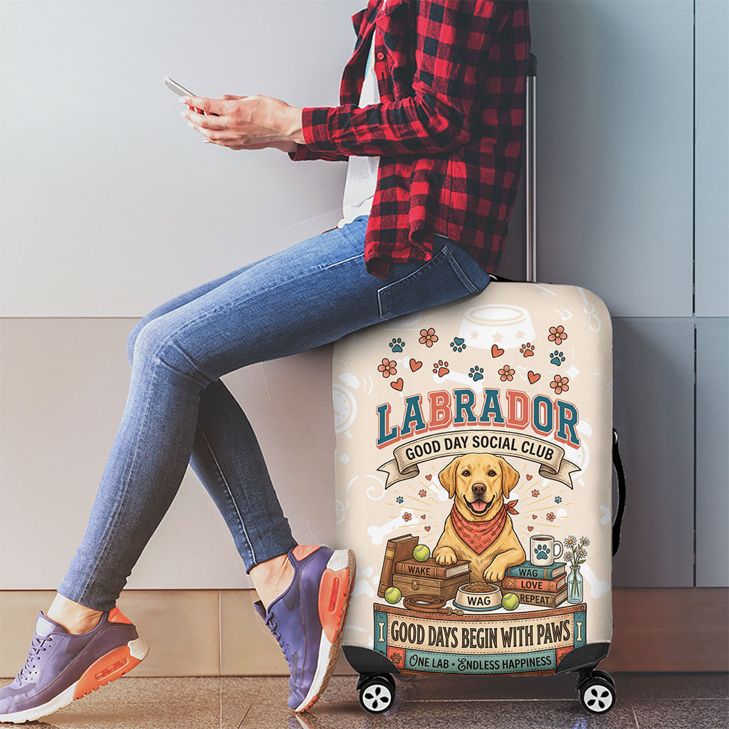 Labrador Good Days Start With A Lab Luggage Cover Retro Cute Yellow Lab Paws And Tennis Balls