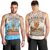 Labrador Good Days Start With A Lab Men Tank Top Retro Cute Yellow Lab Paws And Tennis Balls