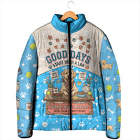 Labrador Good Days Start With A Lab Padded Jacket Retro Cute Yellow Lab Paws And Tennis Balls