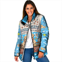 Labrador Good Days Start With A Lab Padded Jacket Retro Cute Yellow Lab Paws And Tennis Balls