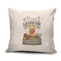 Labrador Good Days Start With A Lab Pillow Cover Retro Cute Yellow Lab Paws And Tennis Balls