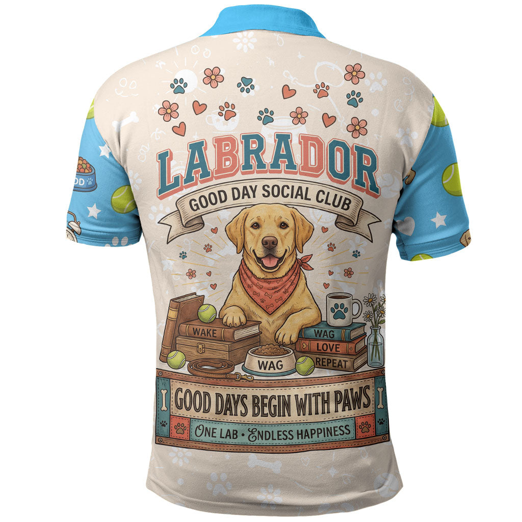 Labrador Good Days Start With A Lab Polo Shirt Retro Cute Yellow Lab Paws And Tennis Balls