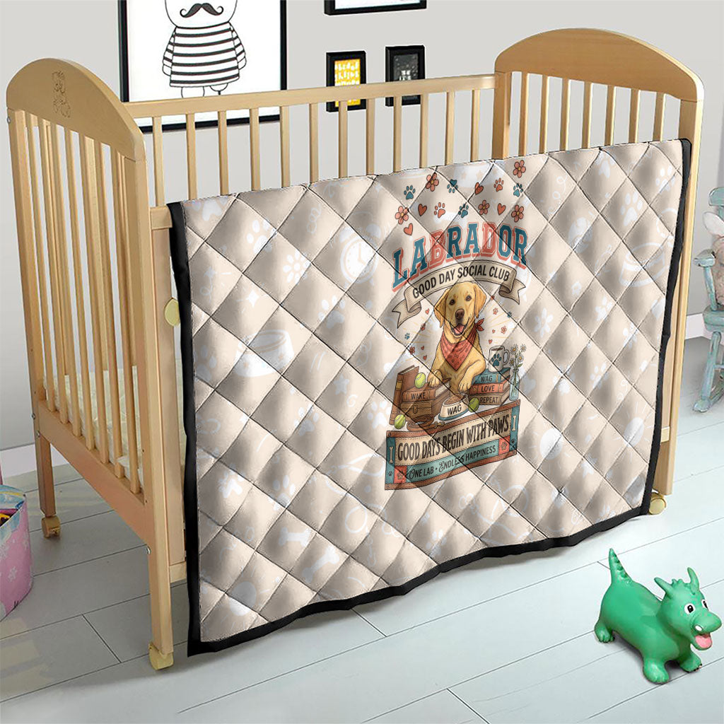 Labrador Good Days Start With A Lab Quilt Retro Cute Yellow Lab Paws And Tennis Balls