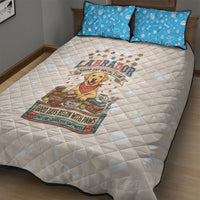 Labrador Good Days Start With A Lab Quilt Bed Set Retro Cute Yellow Lab Paws And Tennis Balls