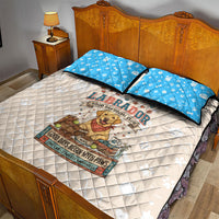 Labrador Good Days Start With A Lab Quilt Bed Set Retro Cute Yellow Lab Paws And Tennis Balls