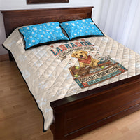 Labrador Good Days Start With A Lab Quilt Bed Set Retro Cute Yellow Lab Paws And Tennis Balls