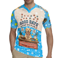 Labrador Good Days Start With A Lab Rugby Jersey Retro Cute Yellow Lab Paws And Tennis Balls