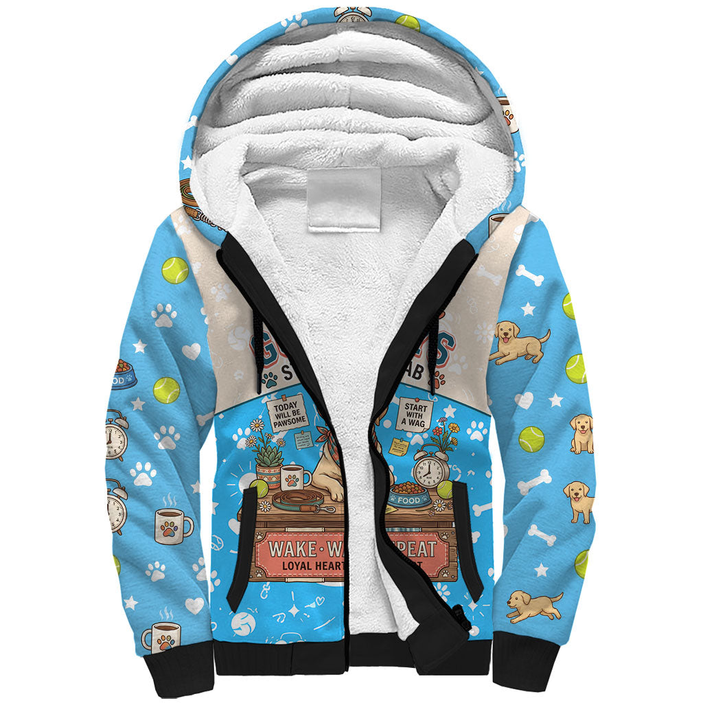 Labrador Good Days Start With A Lab Sherpa Hoodie Retro Cute Yellow Lab Paws And Tennis Balls