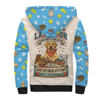 Labrador Good Days Start With A Lab Sherpa Hoodie Retro Cute Yellow Lab Paws And Tennis Balls