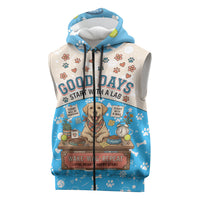 Labrador Good Days Start With A Lab Sleeveless Zip Hoodie Retro Cute Yellow Lab Paws And Tennis Balls