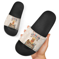 Labrador Good Days Start With A Lab Slide Sandals Retro Cute Yellow Lab Paws And Tennis Balls