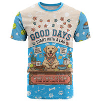 Labrador Good Days Start With A Lab T Shirt Retro Cute Yellow Lab Paws And Tennis Balls