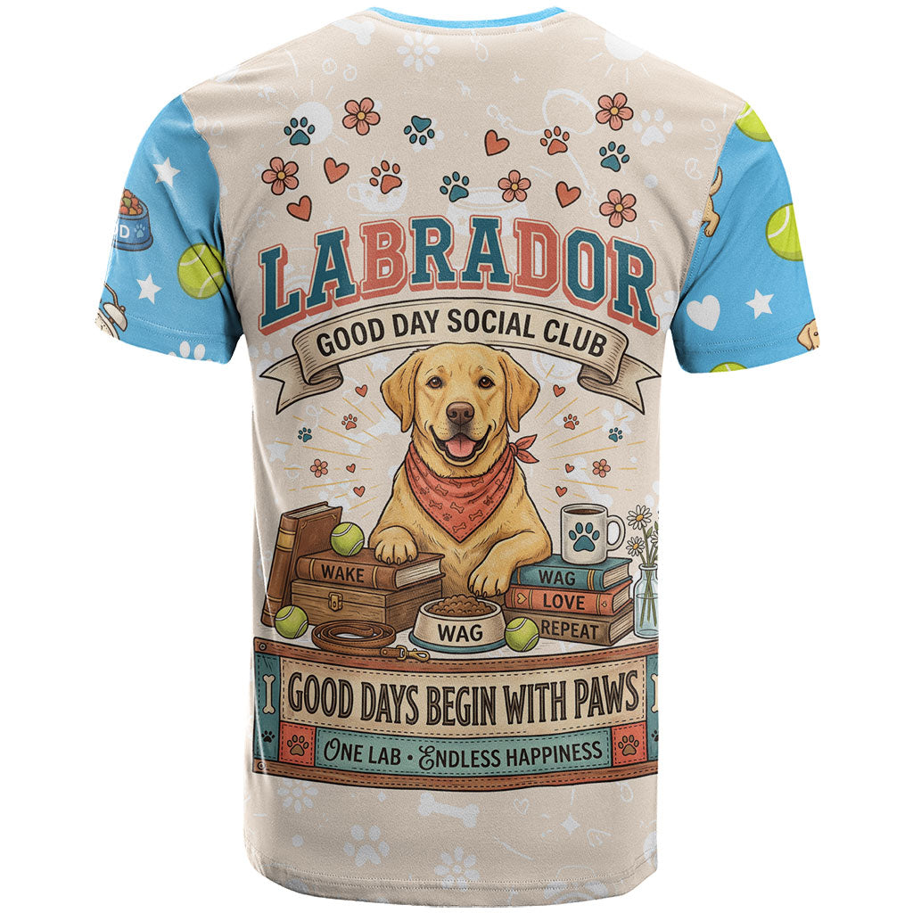Labrador Good Days Start With A Lab T Shirt Retro Cute Yellow Lab Paws And Tennis Balls
