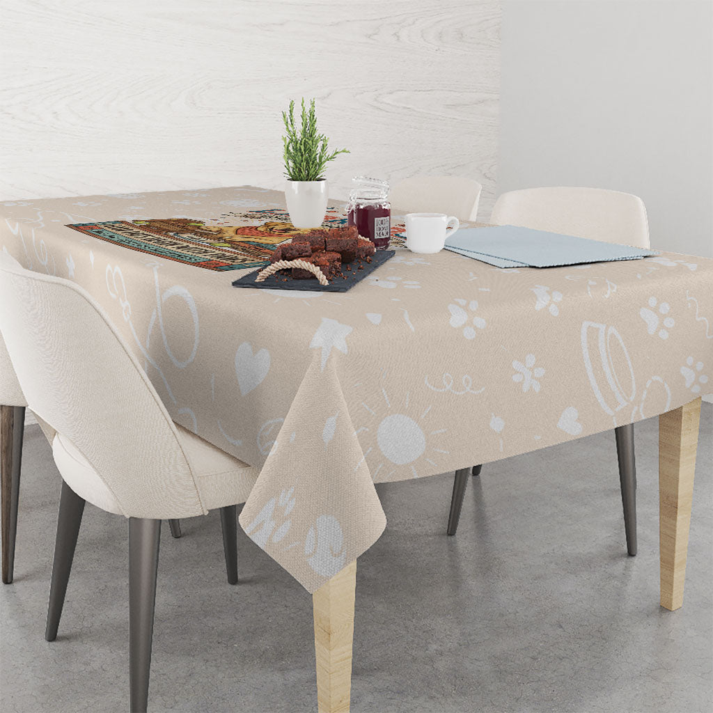 Labrador Good Days Start With A Lab Tablecloth Retro Cute Yellow Lab Paws And Tennis Balls